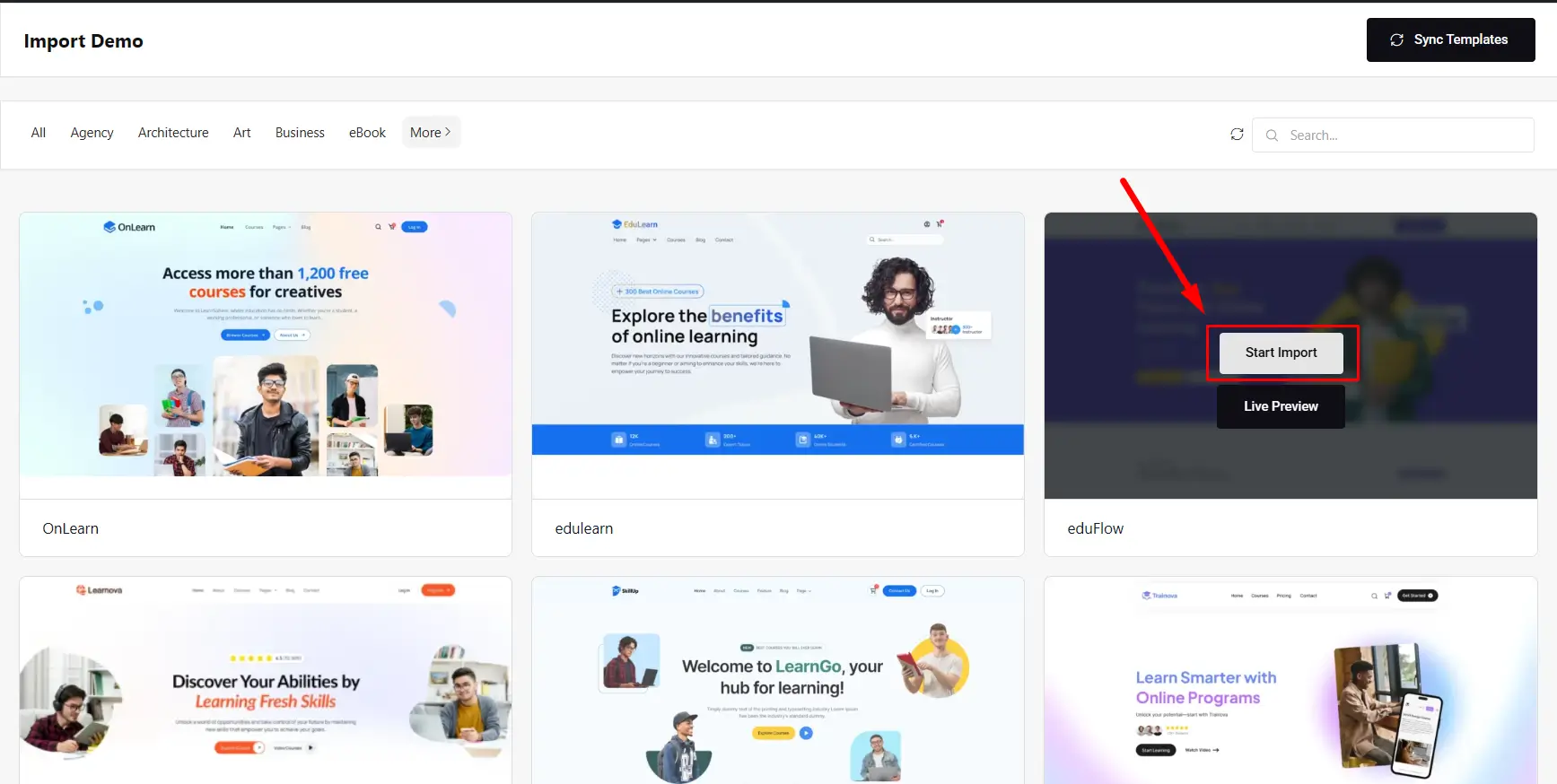 Click Start Import Button