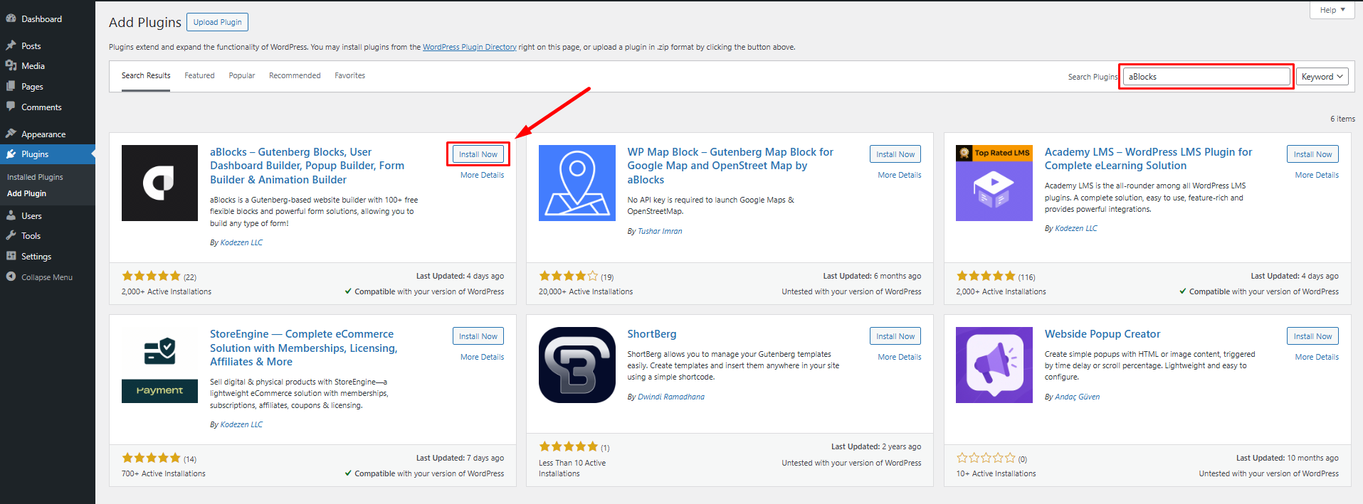 Install and Active aBlocks Plugin