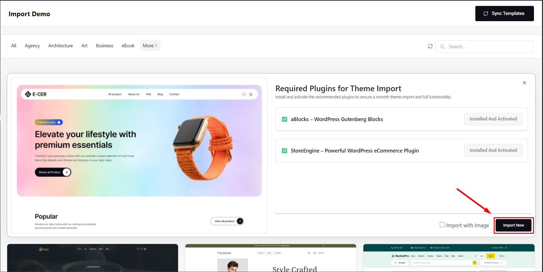 Install aBlocks plugin and Import Your Template