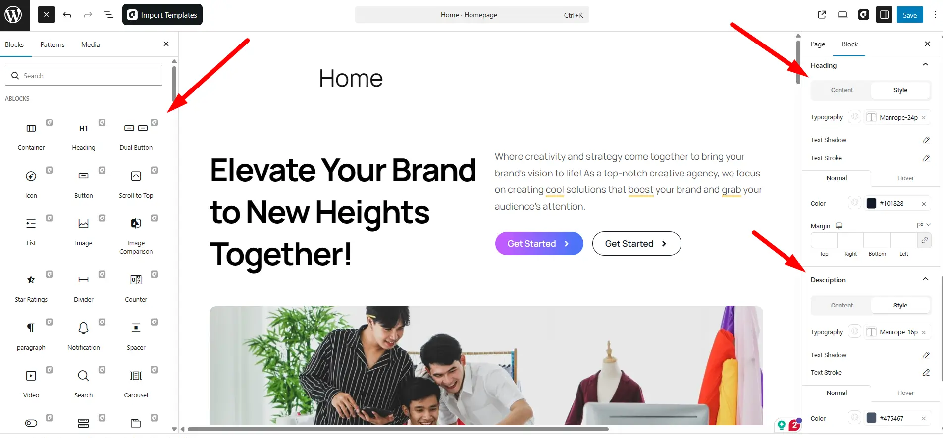 Customize colors, images, text, and layout. Customize colors, images, text, and layout.