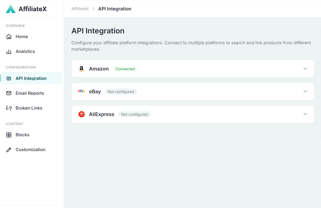 AffiliateX API Integration AffiliateX API Integration